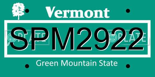 SPM2922 Vermont License Plate