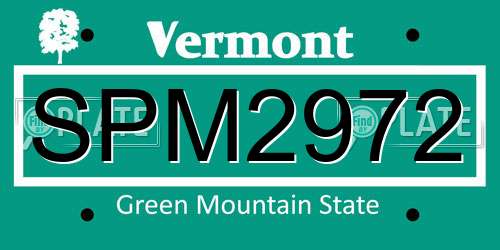 SPM2972 Vermont License Plate