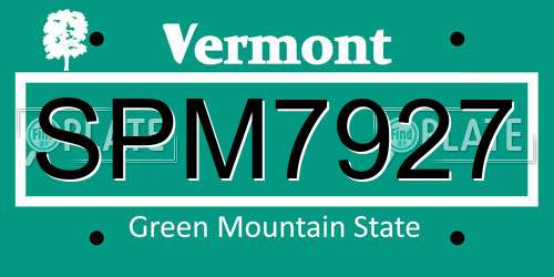 SPM7927 Vermont License Plate
