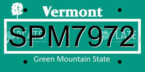 SPM7972 Vermont License Plate