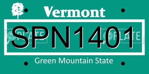 SPN1401 Vermont License Plate