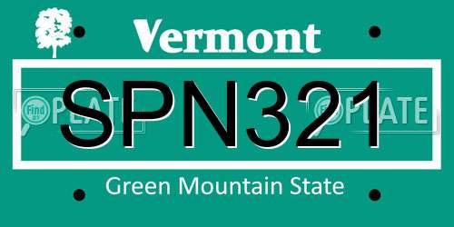 SPN321 Vermont License Plate