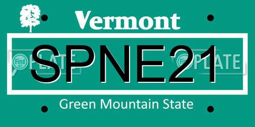 SPNE21 Vermont License Plate