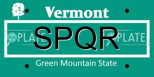 SPQR Vermont License Plate