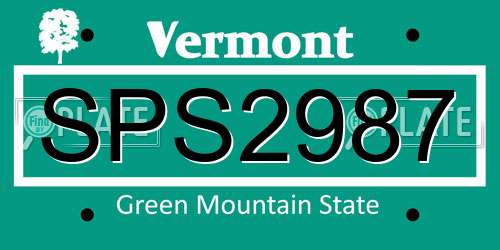 SPS2987 Vermont License Plate