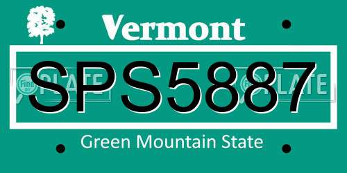 SPS5887 Vermont License Plate