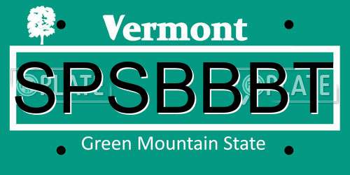 SPSBBBT Vermont License Plate