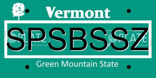 SPSBSSZ Vermont License Plate