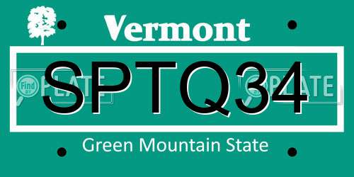 SPTQ34 Vermont License Plate