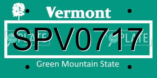 SPV0717 Vermont License Plate