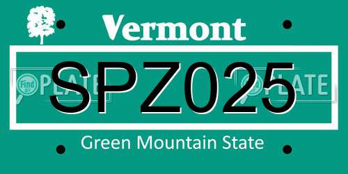 SPZ025 Vermont License Plate