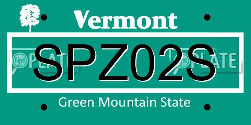 SPZ02S Vermont License Plate