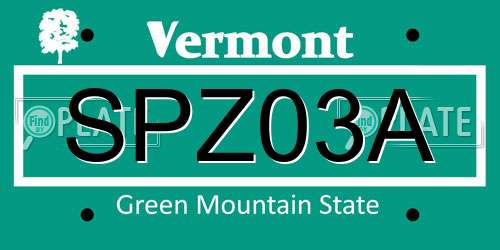 SPZ03A Vermont License Plate