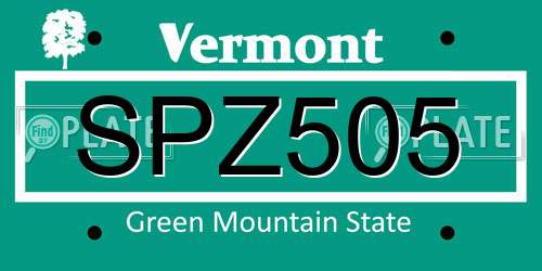 SPZ505 Vermont License Plate