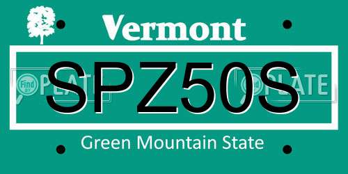 SPZ50S Vermont License Plate