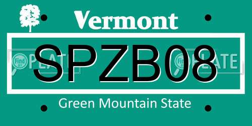 SPZB08 Vermont License Plate