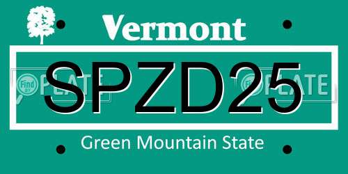 SPZD25 Vermont License Plate