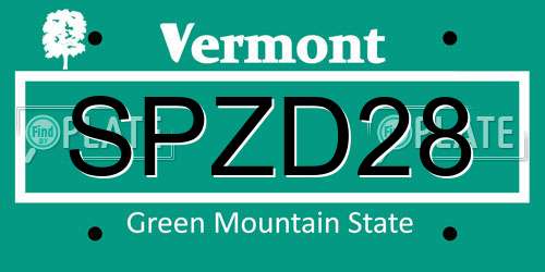 SPZD28 Vermont License Plate