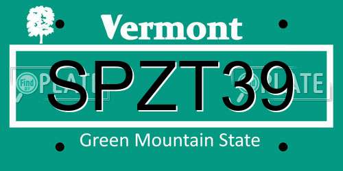 SPZT39 Vermont License Plate