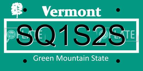 SQ1S2S Vermont License Plate