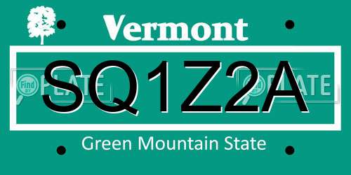 SQ1Z2A Vermont License Plate