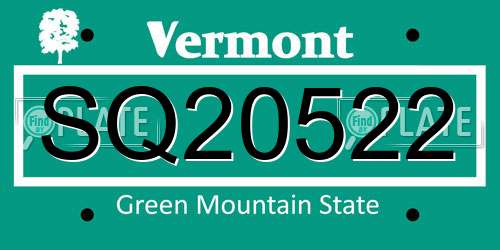 SQ20522 Vermont License Plate