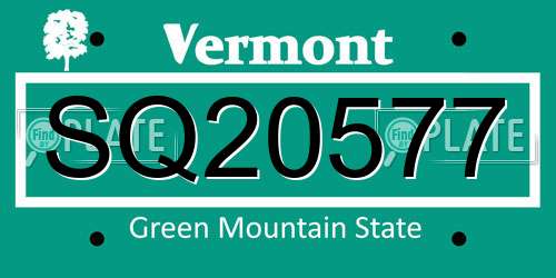 SQ20577 Vermont License Plate