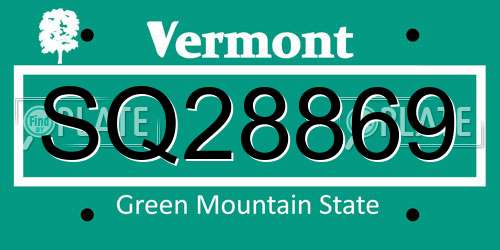 SQ28869 Vermont License Plate