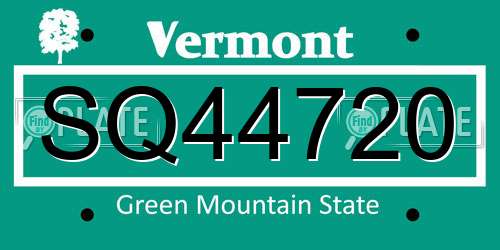 SQ44720 Vermont License Plate