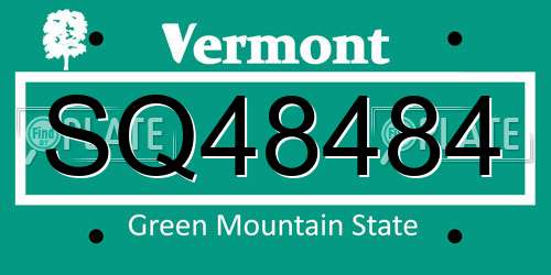 SQ48484 Vermont License Plate
