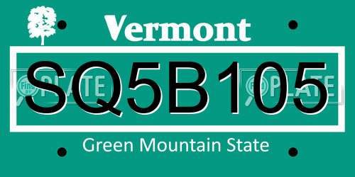 SQ5B105 Vermont License Plate