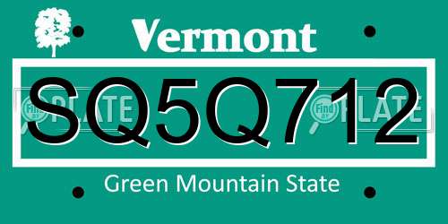 SQ5Q712 Vermont License Plate