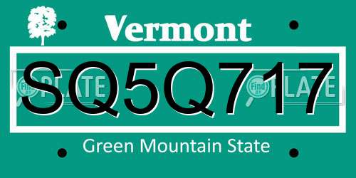 SQ5Q717 Vermont License Plate
