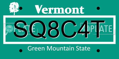 SQ8C4T Vermont License Plate