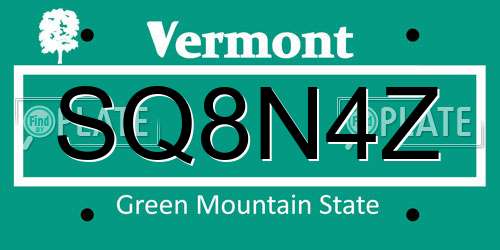 SQ8N4Z Vermont License Plate