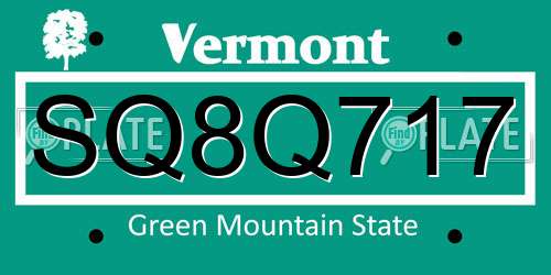 SQ8Q717 Vermont License Plate