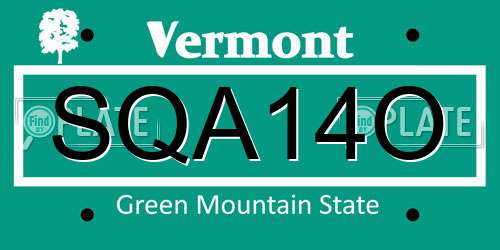SQA14O Vermont License Plate