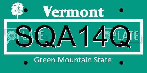 SQA14Q Vermont License Plate