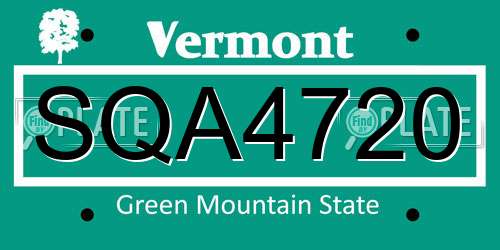 SQA4720 Vermont License Plate