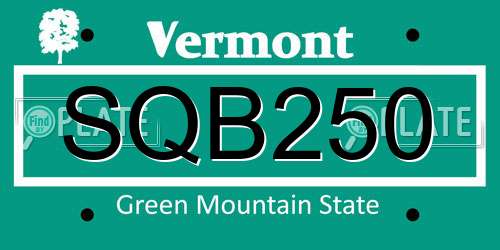 SQB250 Vermont License Plate