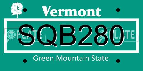 SQB280 Vermont License Plate