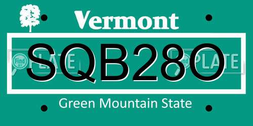 SQB28O Vermont License Plate