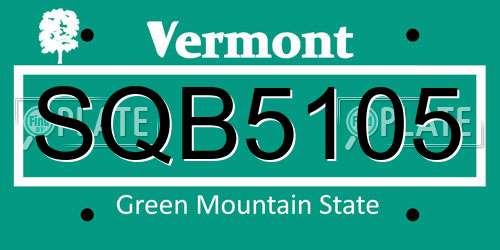 SQB5105 Vermont License Plate