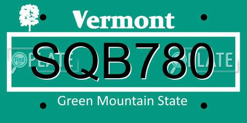SQB780 Vermont License Plate