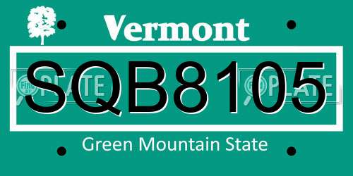 SQB8105 Vermont License Plate