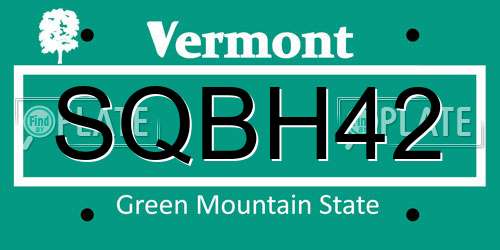 SQBH42 Vermont License Plate