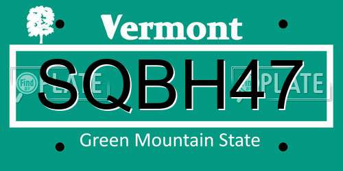 SQBH47 Vermont License Plate