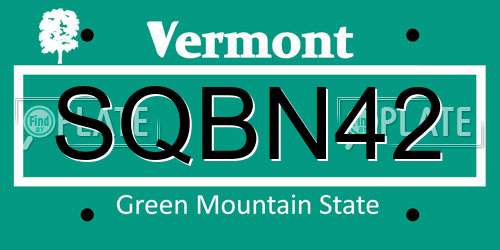 SQBN42 Vermont License Plate