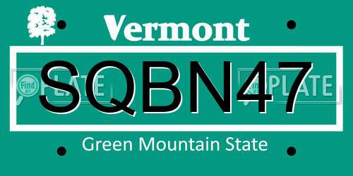 SQBN47 Vermont License Plate