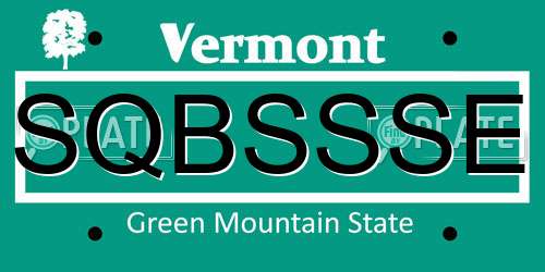 SQBSSSE Vermont License Plate